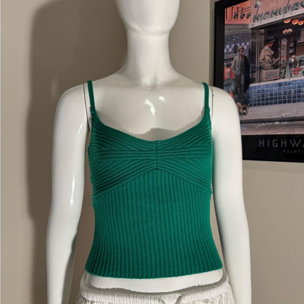 SO Emerald Green Ribbed Camisole Top